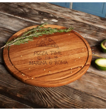 Доска для нарезки "Pizza time" 35 см именная, фото 4, цена 580 грн